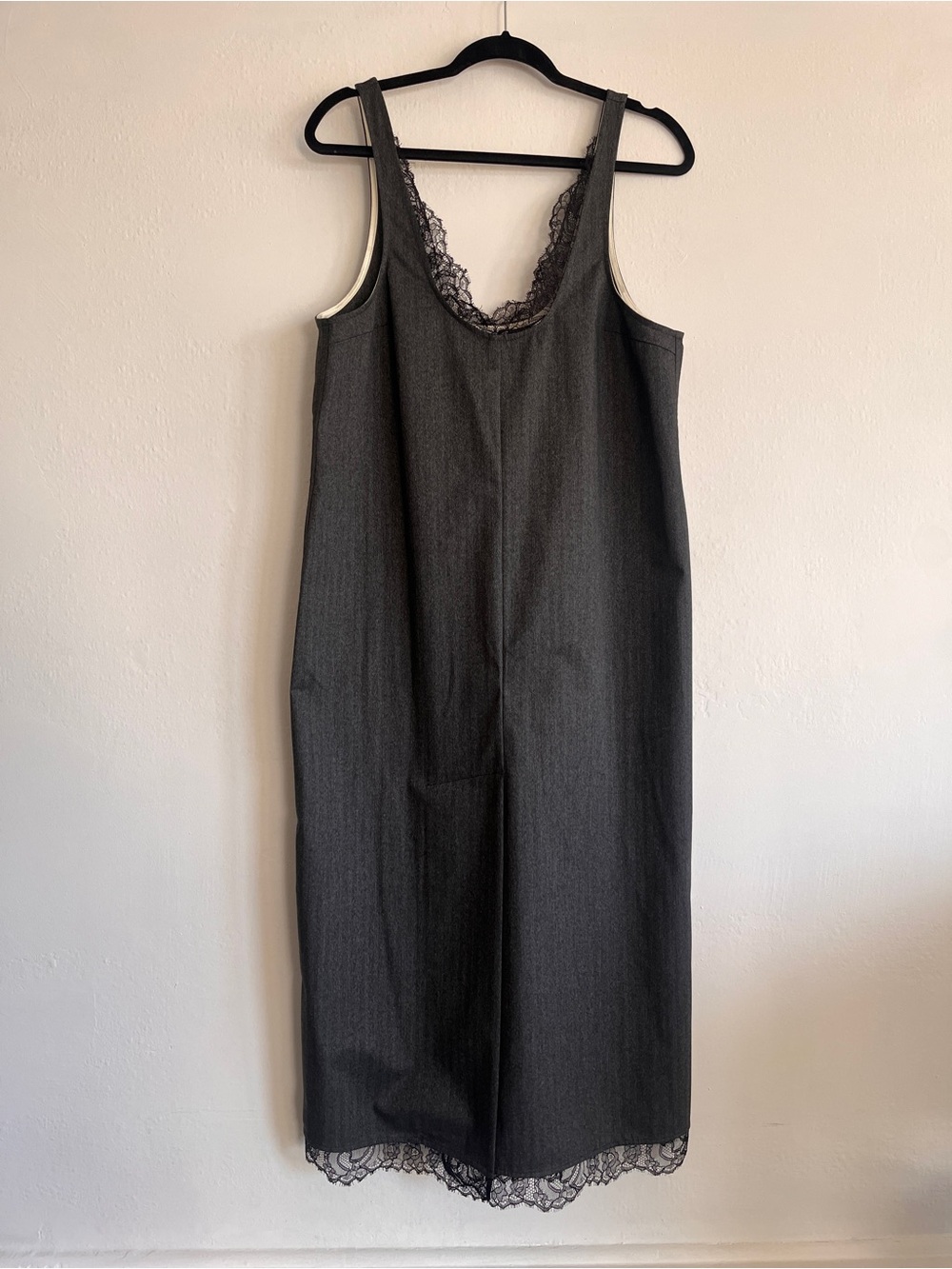 Ganni Gray Suit Dress with Lace Trim